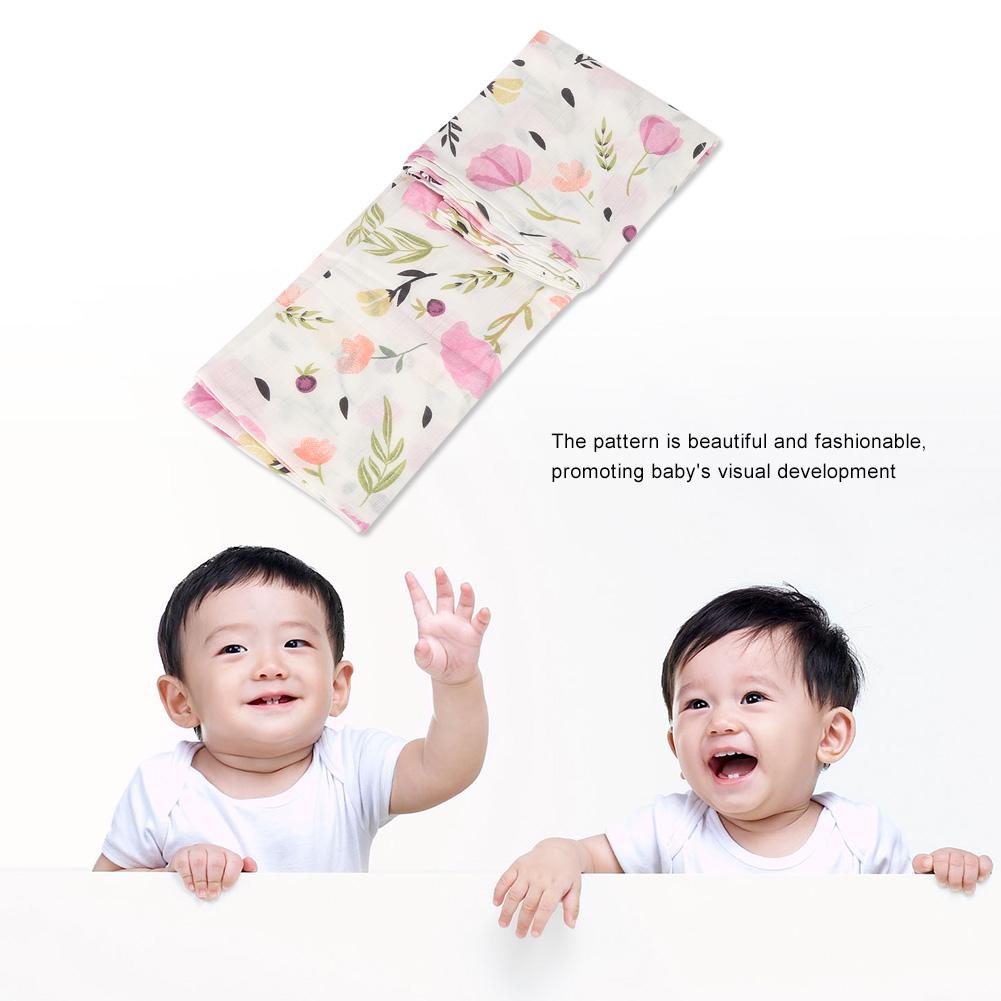 Andningsbar nyfödd inlindningsfilt muslinfilt baby spädbarn mjuk badhandduk omslagskläde 120*120cm(#4)