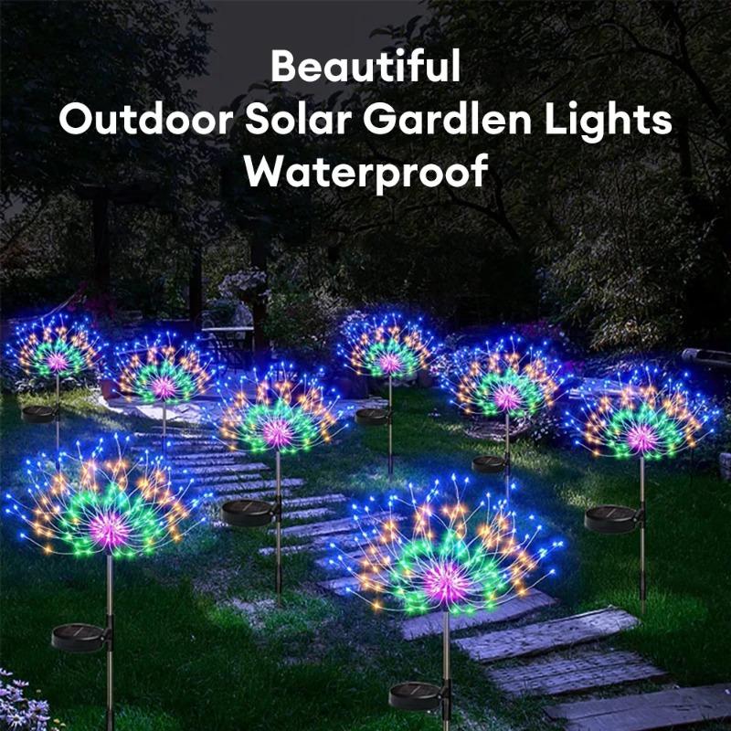 8PCS LED Solar Firework Lamp Outdoor Garden Decor Pathway Fairy Lights Waterproof Christmas Yard Balcony Patio Lawn Solar Light
