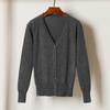 Korean V-Neck Knitted Cardigan: Women's Long Sleeve, Versatile Spring & Autumn Top.