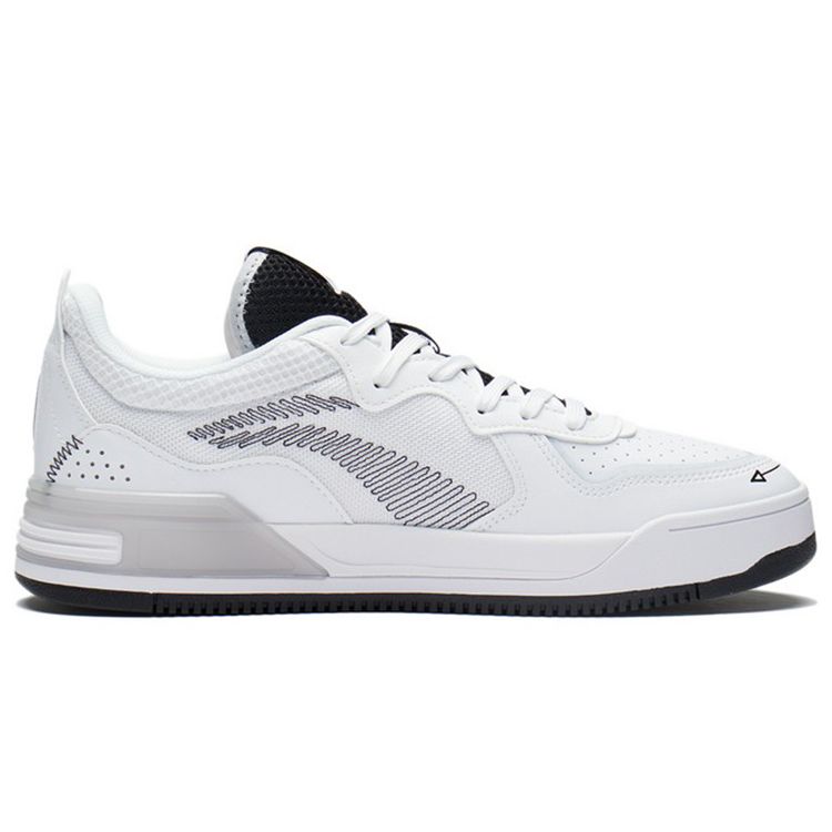 Li Ning We I V1 Fabric Synthetic Leather Slip Resistant Durable Lightweight Low Top Skate Shoes Men Skate Shoes White Black AGCS029-5
