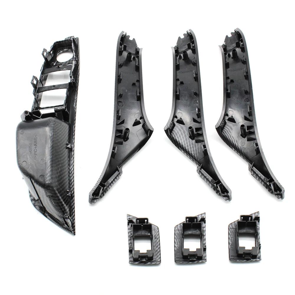 LHD RHD Carbon Fiber Interior Door Pull Handle 7PCS Set For BMW 5 Series F10 F11 F18 520i 523i 525i 528i 535i