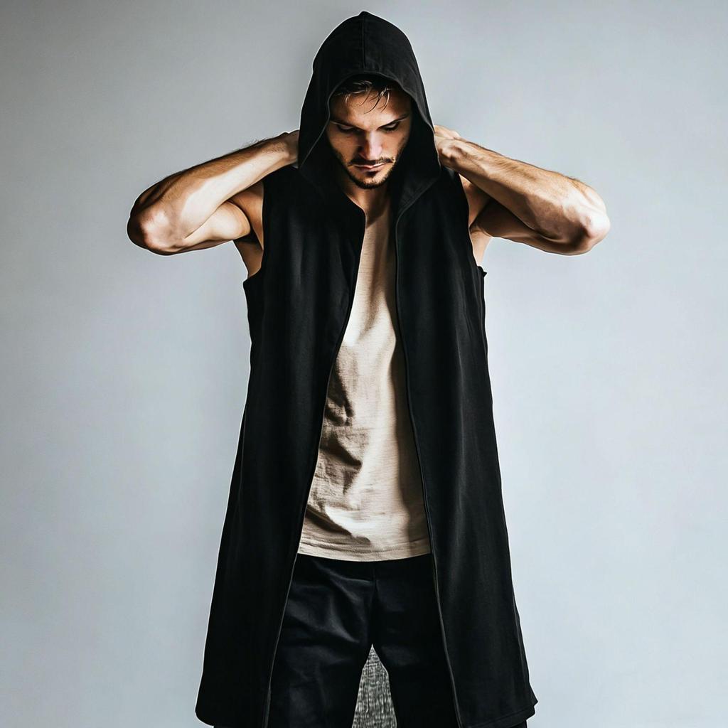 Medieval Men's Hooded Linen Ranger LARP Outerwear
