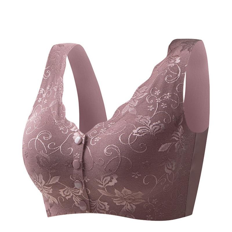 Plus Size Front Buckle Wireless Seamless Vest Style Bra For Middle Aged Women
