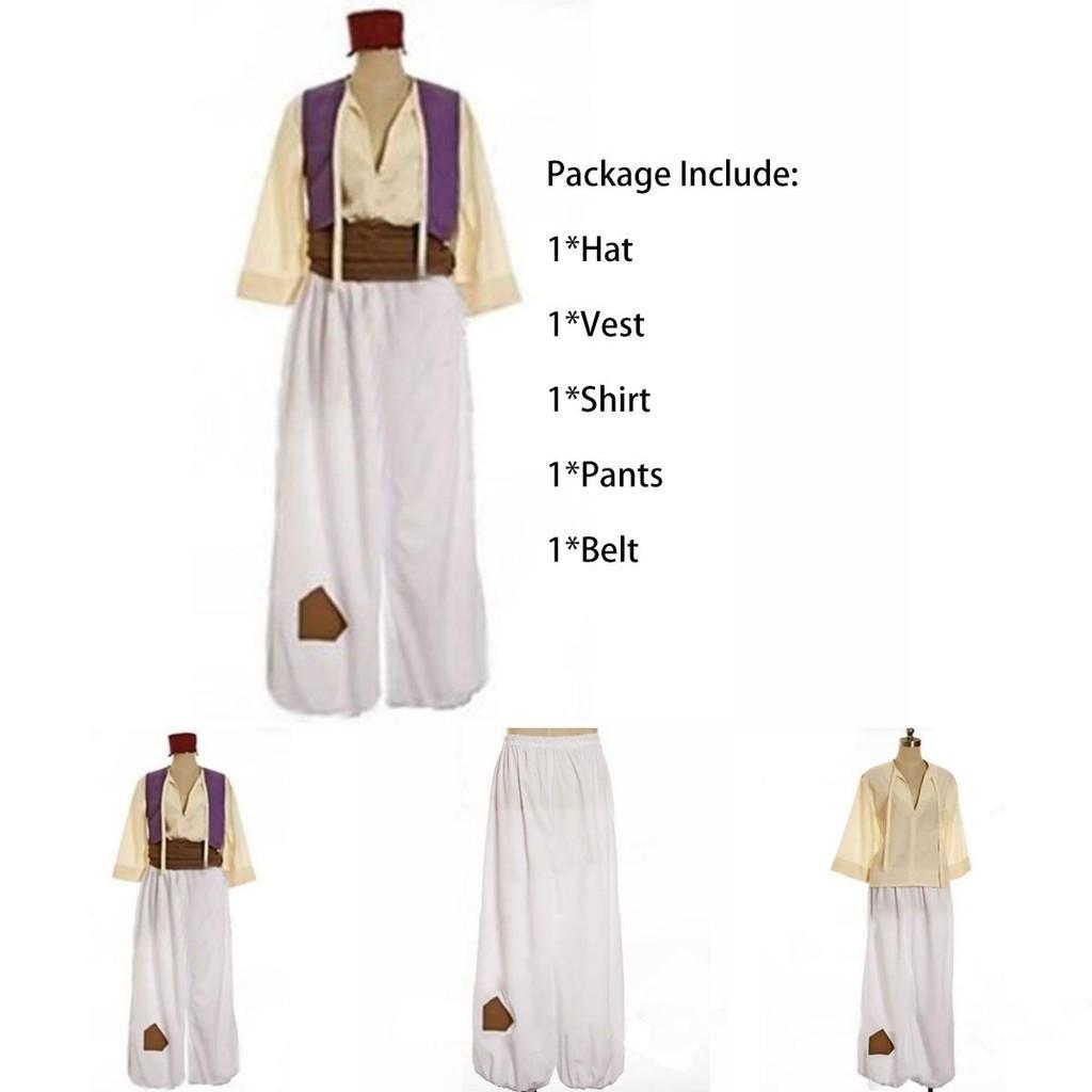 Bezauberndes Herren Erwachsenen Prinz Aladdin Cosplay Kostüm Outfit Mit Elegantem Hut
