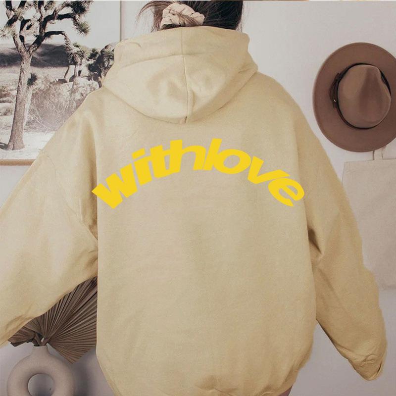 Eurasian Size Fleece Sweater Loose Letter Casual Fashion Sports Hooded Sweater Jumper