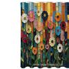 Künstlerisches Duschvorhang-Set im Ethno-Stil: Bunte Blumen & Pinselstrich-Blätter