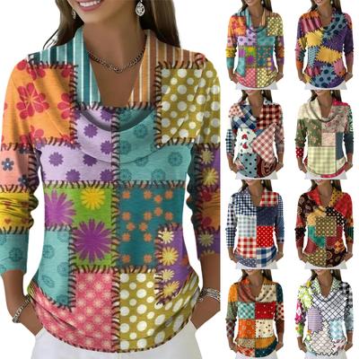 Dam Casual Och Moderiktig Rundhals Långärmad Tryckt Topp Tröja