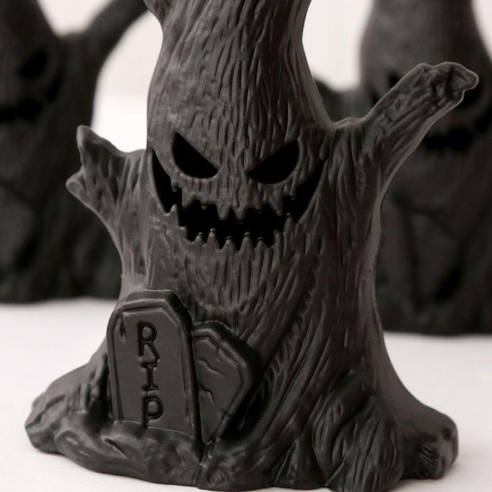 Safety Glowing Ghost Face Candle LED Ghost Tree Stumps Candle Atmosphere Decoration