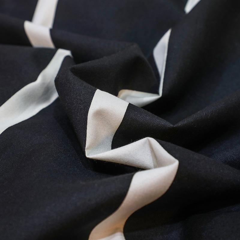 Lehký luxusní hotelový povlak na přikrývku 3dílná sada, černé a bílé vertikální pruhy ultra měkké mikrovlákno prodyšný povlak na přikrývku