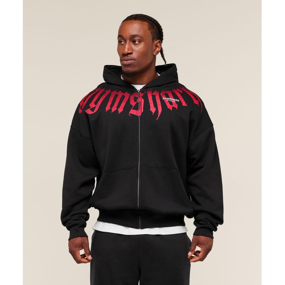 Gymshark Fade Graphic Zip Up Hoodie Black A3c3k Bb2j