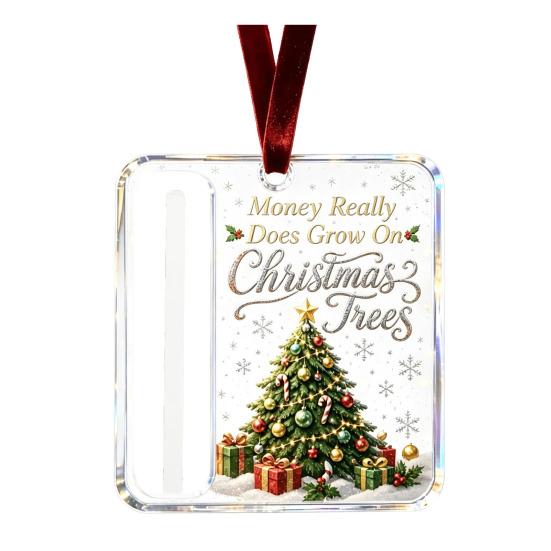 Personalized Cash Gift Display Christmas Holder Ornament, Custom Acrylic Money Clip for Holiday Decorative Tree Decorations, Unique Hanging