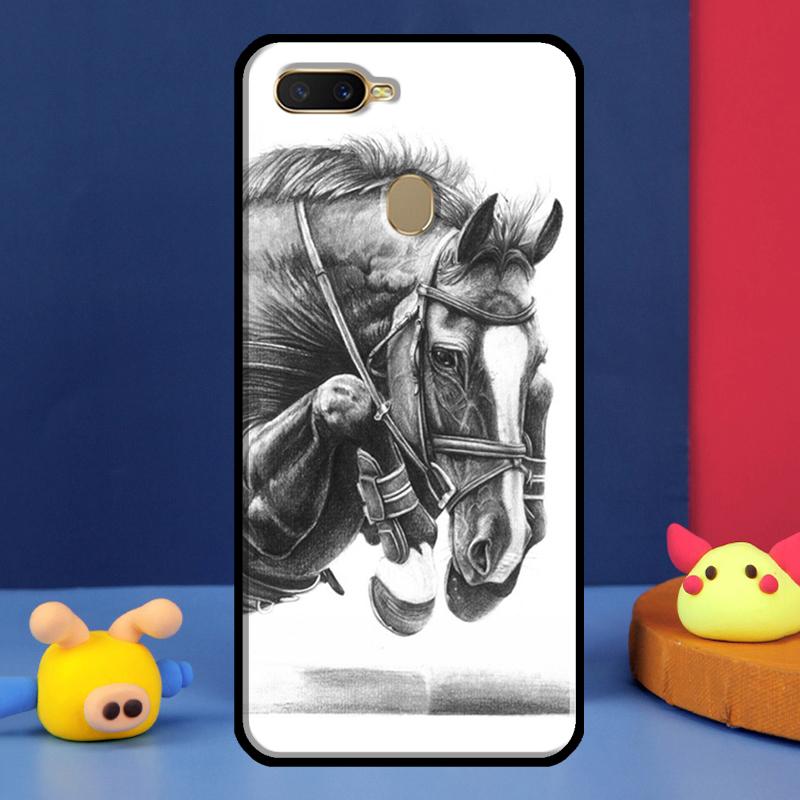 Horse Sketch Case For Oppo A16 A76 A96 A58 A78 A98 A5 A9 A91 A15 A17 A77 A52 A72 A74 A94 A54S A57S Cover