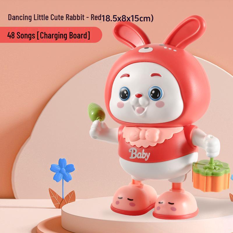 Electric Dancing Rabbit Toy for Babies: Encourages Head Lifting, Rolling, and Crawling with Sound and Movement.