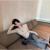 Women's Lace Patchwork V-neck Long-sleeve Top - Autumn/Winter Sexy Slim-fit Base Layer