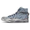 1970s 811 Manufacturing, Reverse Denim High Top Canvas Shoes Unisex Blue Beige White 162053C(Team80-)