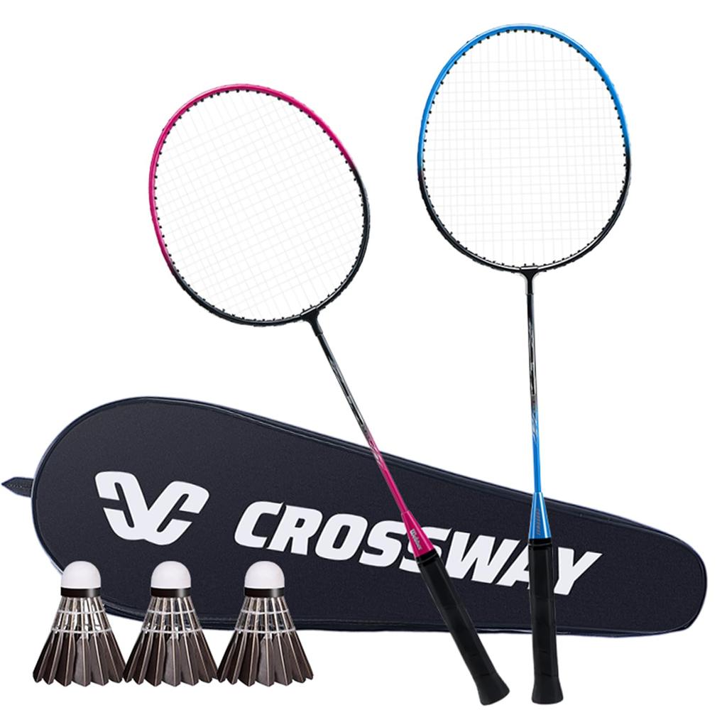 YZP Badminton Racket Set, Double Racket, Lightweight, Sturdy, Beginner, Carrying Bag Included, Adults, Children
