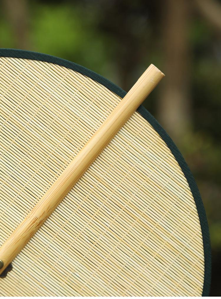 Ancient Style Portable Round Fan - Rollable with Bamboo Strips, Intangible Heritage, Perfect for Hanfu Costume, Cooling Summer Accessory.