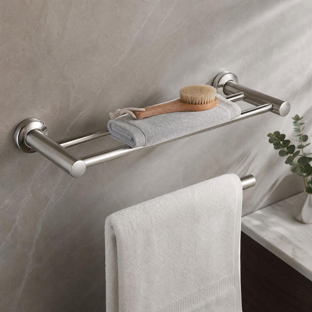 Stainless Double Rod Bathroom Towel Bar and Bath Towel Holder for Shower and Bath