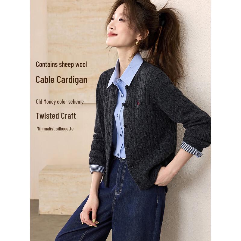 Mohan Yimei Old Money Style Cable Knit Sweater L