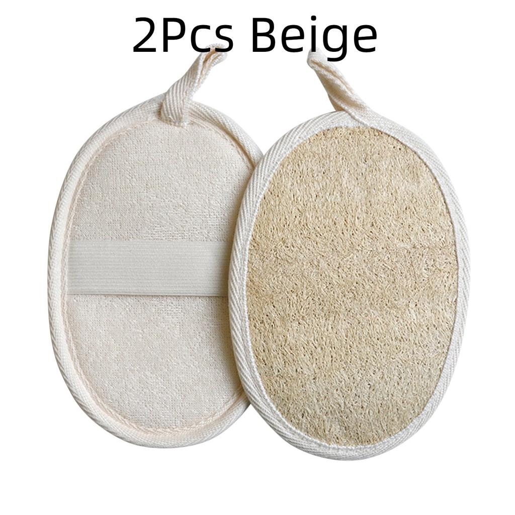 2Pcs Natural Loofah Body Shower Scrubber Bath Exfoliating Sponge Soft Shower Brush With Hook Towel Sponge Merchandises Scrubber