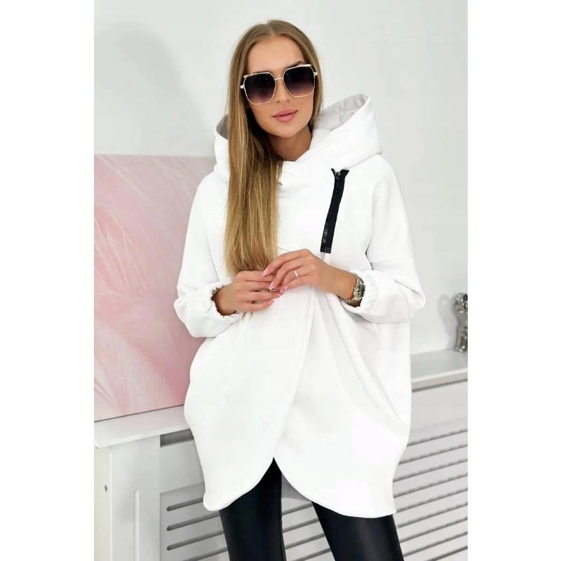 Damenmode, lässig, einfarbig, bedruckt, Herbst-Winter, langärmelig, mit Kapuze, Jacken und Mäntel