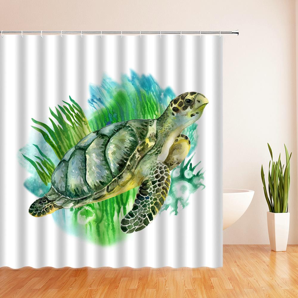 Ocean Colorful Fish Cartoon Shower Curtains Bathroom Curtain Waterproof Polyester Fabric Decor Bath Curtain 180*180Cm With Hooks