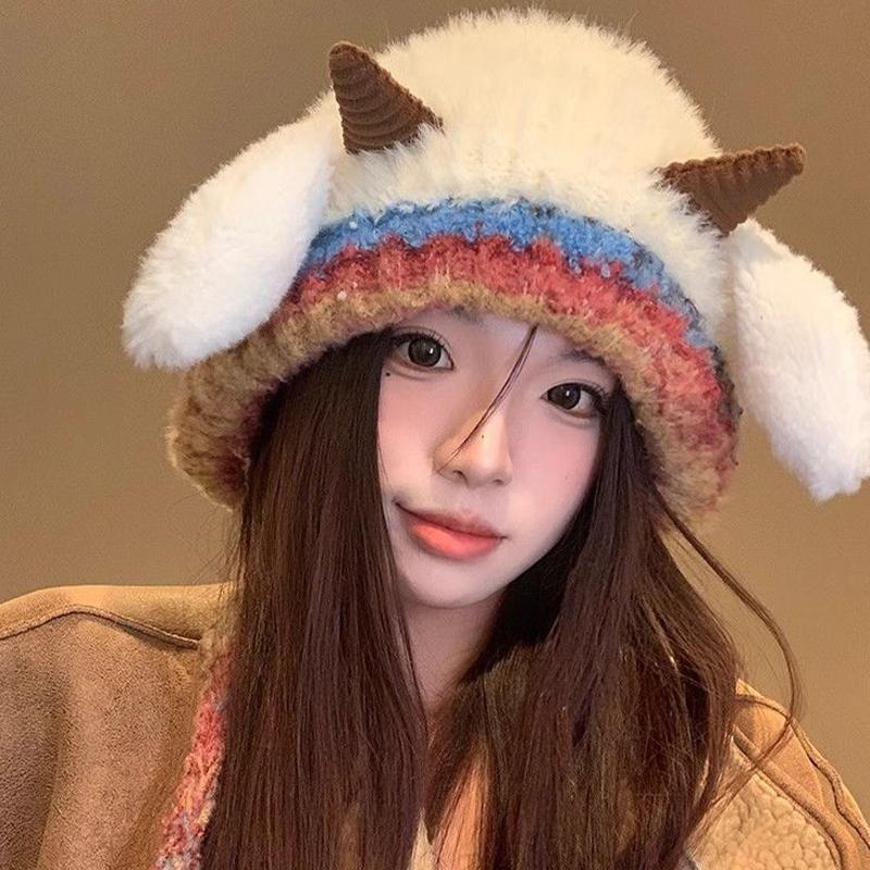Korean Cute Plush Hat Autumn And Winter Warm Knitted Earmuffs Cold-Proof All-Match Hat
