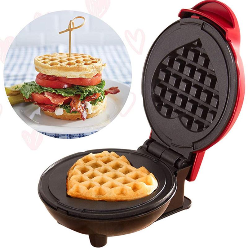 US-Stecker Tragbarer Mini Elektrischer Waffelmaker Antihaftbeschichtete Pfanne Leicht zu Reinigen Kinderfrühstück Toaster Maschine Eierkuchen Sandwich
