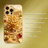 Luxurious Gold Floral Pattern Electroplated Glass Phone Case, Suitable for iPhone 17, 16, 15, 14, 13, 12, 11, Etc.