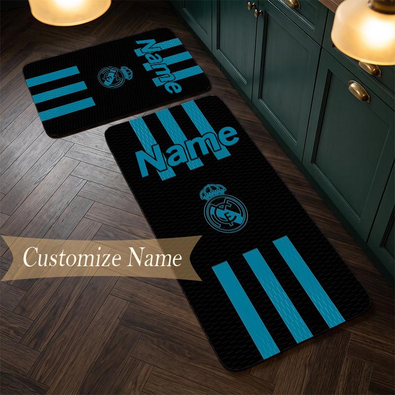 Real Madrid (23) Customize Name Flannel Kitchen Mat Soft Non-Slip Kitchen Floor Runner Rug for Home Kitchen Decor