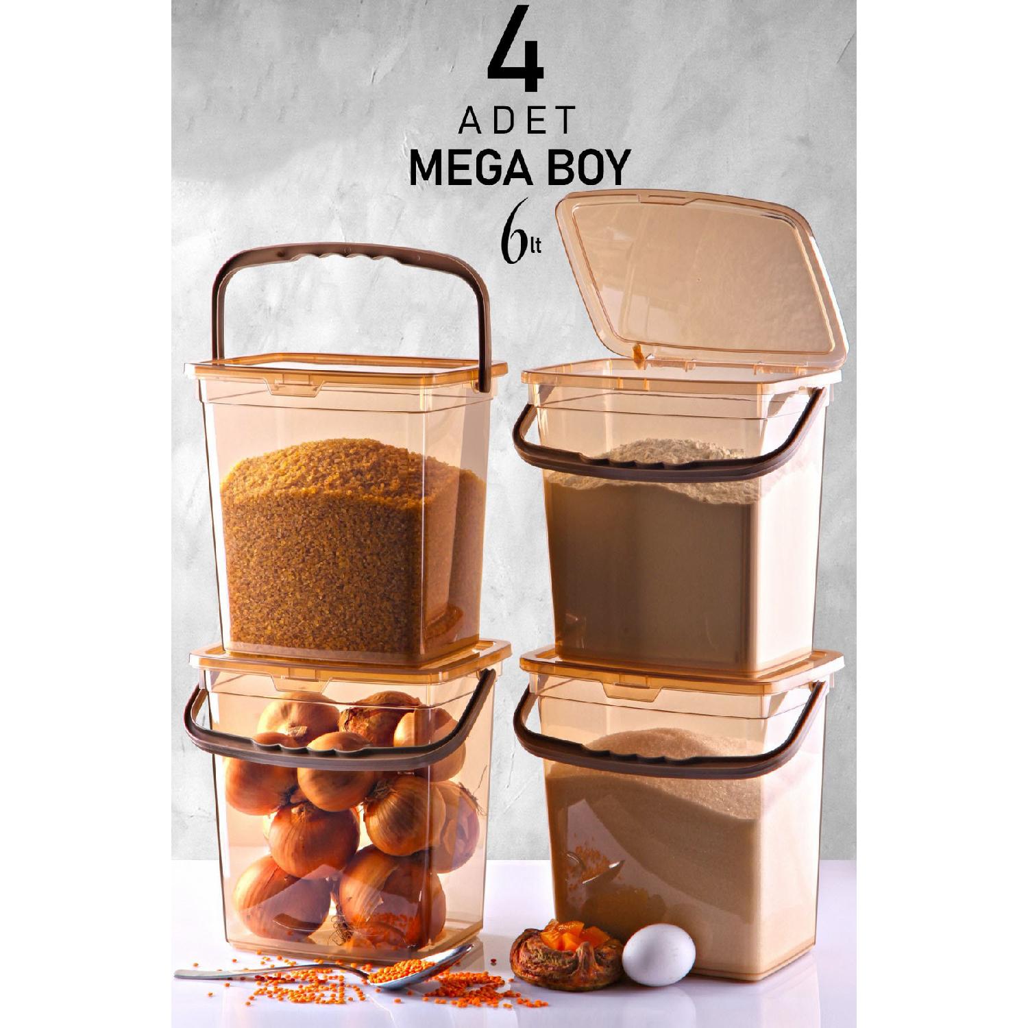 

Квадратный контейнер для бобовых и муки, размер Mega 4, 6 литров, контейнер для хранения муки с моющим средством, 4 шт.