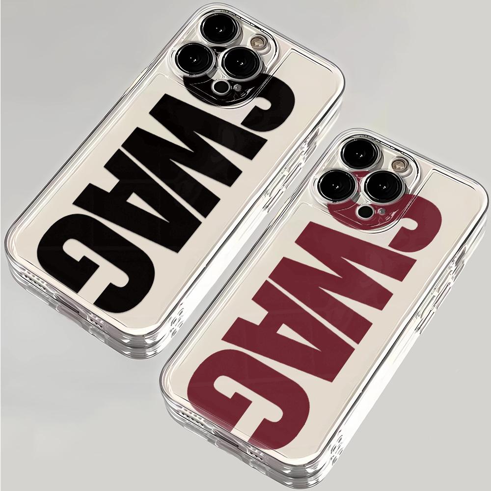 INS Black And Red Swag Clear Phone Case For Motorola Moto G9 G22 G32 G53 G30 G71 G72 G73 Edge 40 Pro Transparent TPU Back Cover