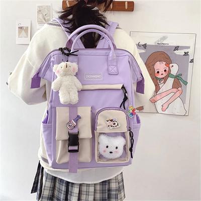 School Bags  Preppy Purple Backpack Women Waterproof Candy Colors Backpacks Fancy High School Bags for Teenage Girl Cute Travel Rucksack