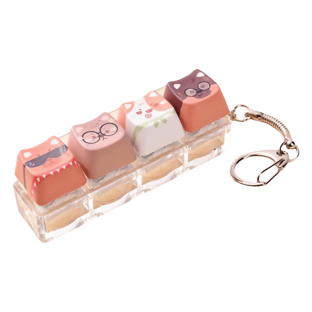 Stress Relief Fidget Button Keychain 4 Keys Design Bag Key Decor Backpack Pendant