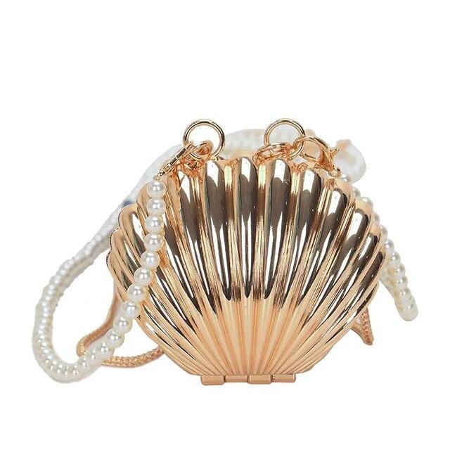 2024 New Summer Lipstick Bags For Women Fashion Pearl Mini Purse Crossbody Bag High Quality Gold Shell Bag Designer Shoulder Bag