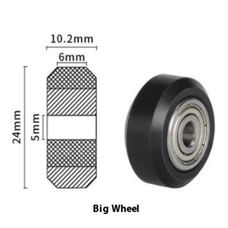 

Пластиковое колесо с ЧПУ POM большое/маленькое с подшипником, ролик-паразит для V-образного паза алюминиевого профиля, шкив Перлина для 3D-принтера Ender3 V2 Big wheel: чёрный