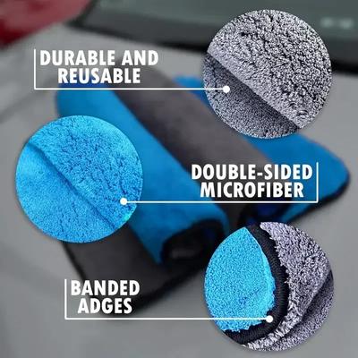 1-5PCS Microfiber Cleaning Towel Car Wash Thicken Soft Drying Cloth Car Body Washing Towels Double Layer Clean Rags