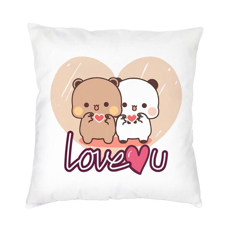 

Panda And Brownie Square Pillowcover Home Decor True Love BuBu DuDu Couple Cushion Cover Throw Pillow for Living Room Printing 30x30cm 12x12in