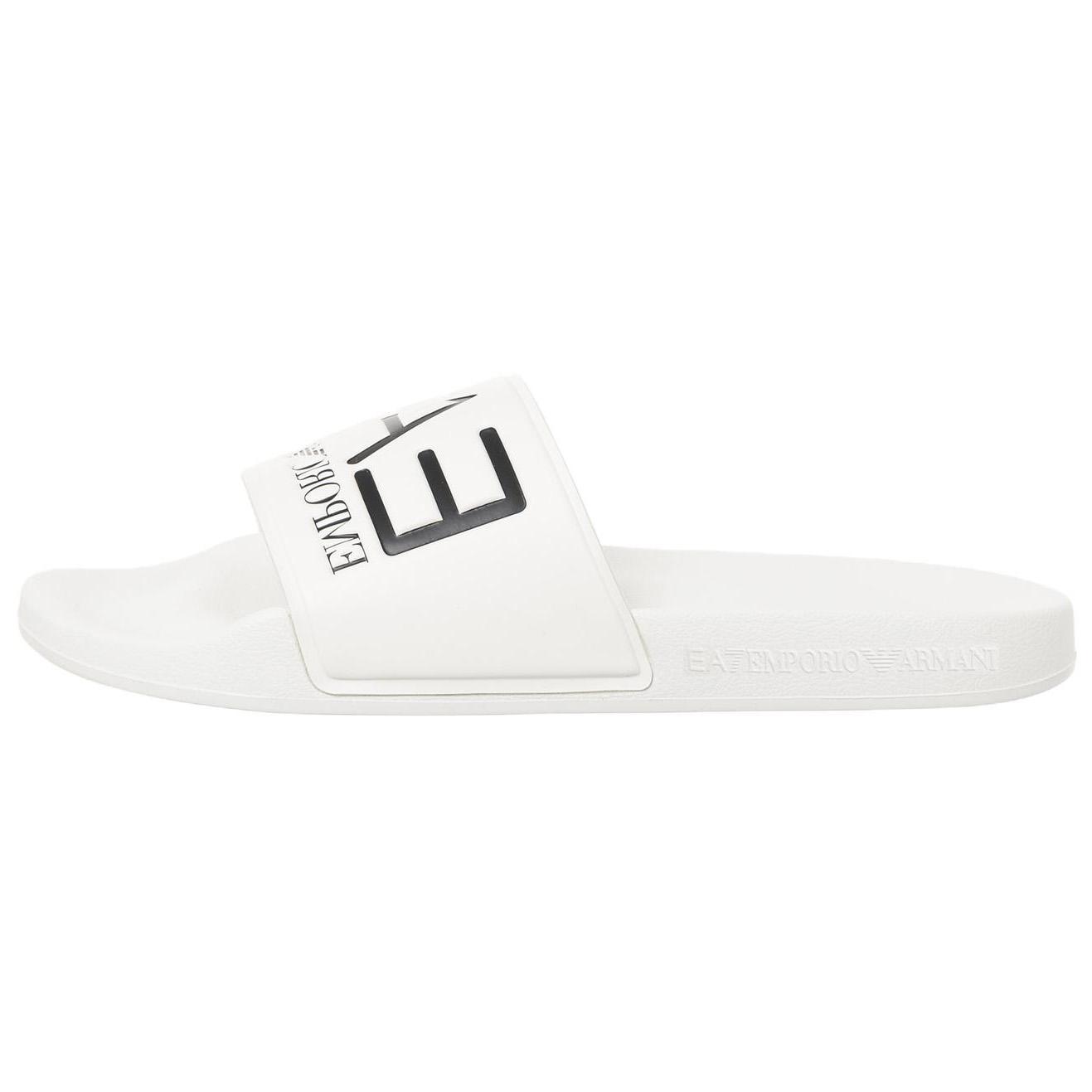EMPORIO ARMANI EA7 Flat Open Toe Slide Slippers Unisex White 7X000108AF15118U0001 44