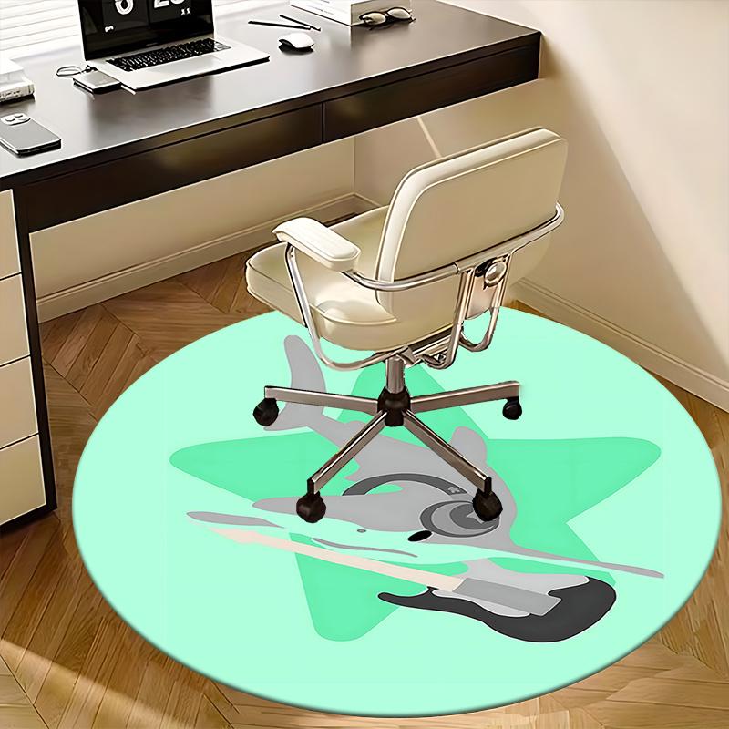 Shark with Glasses Playing Guitar Chair Mat Round Carpet for Home Decor, Office Use, Gift Idea for Any Room0292b
