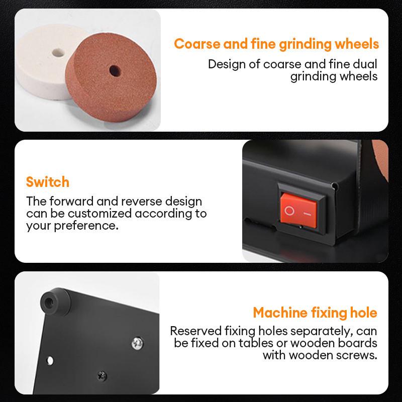 100W Double Grinder Grinding Disc Electric Small Grinding And Polishing Drilling Machine Sharpener