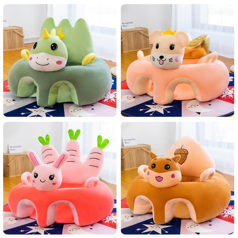 Cute Baby Sofa Support Seat Cover Plush Chair Learningto Sit Feeding Chair Comfortable Toddler Nest Puff Washable Without Filler