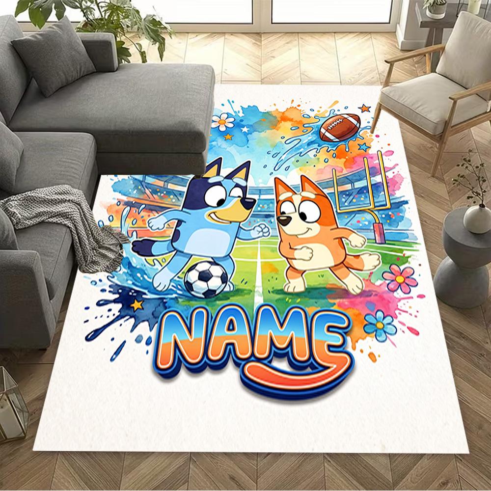 Football Fun Personalized Name Carpet Perfect for Study Room Bedrooms Foyer Playrooms Anti-slip Rug Office Home Decor Best for Christmas