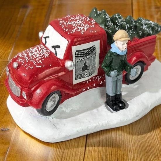 Weihnachtsroter LKW Ornament Stabile Basis Kunstharz Auto Figur Vielseitige Desktop Regal Baumdeko