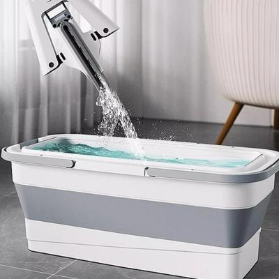 Easy To Carry Rectangular Foldable Mop Bucket Large Reusable Laundry Barrel Silicone Space-Saving Washing Basin Home