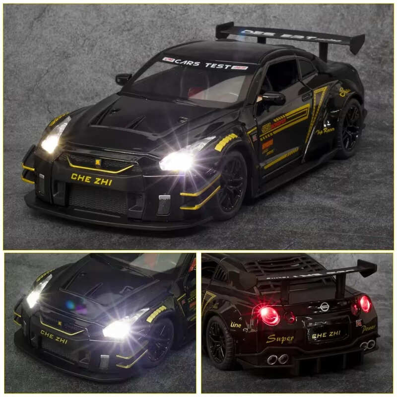 1:32 Nissan GTR R35 Modello di Auto da Corsa Simulazione Scala Macchinina Giocattolo per Bambini Lega di Alta Qualità Die Cast Macchinina Giocattolo Suono e Luce Regalo Auto per Ragazzo