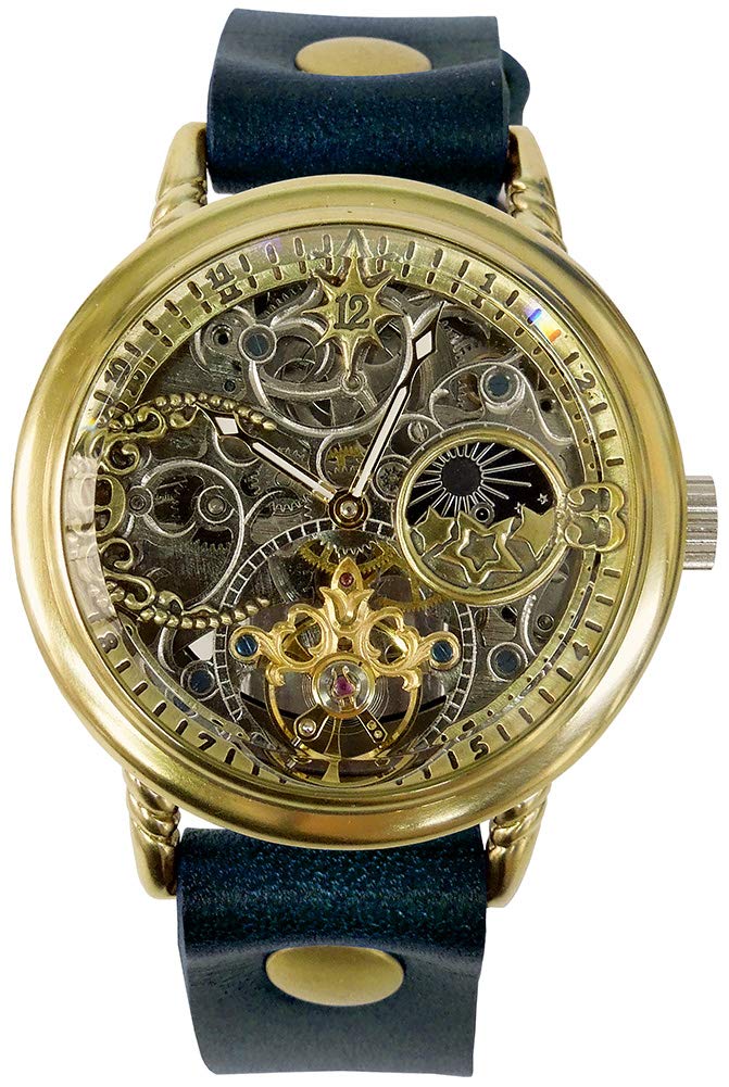 

Moola Watch Rebic Manual Winding Made in Japan Skeleton Unisex RER-26B Men s Women s (L Size, Navy)