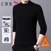 Men's Fleece-Lined Pure Cotton Semi-High Neck Sweater