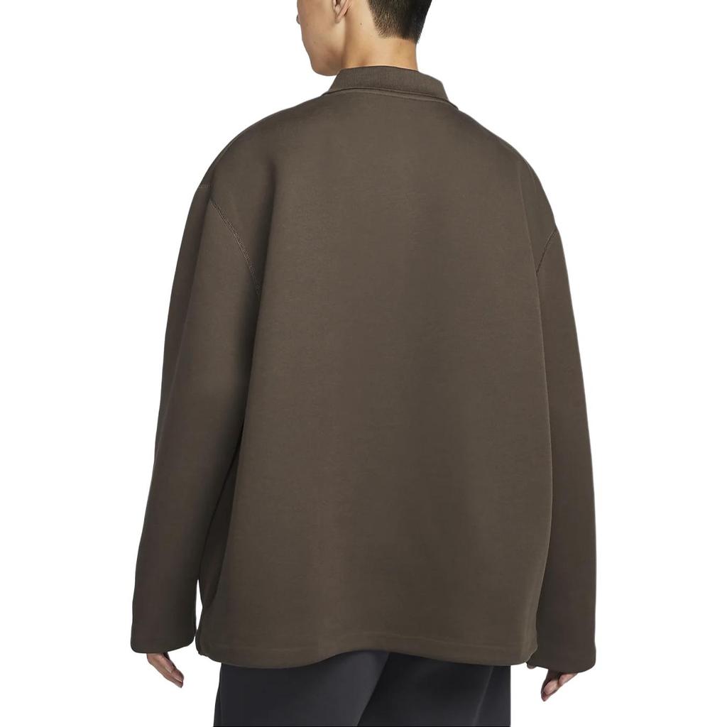 Nike Tech Fleece Reimagined Solid Loose Long Sleeve Polo Shirt Men Tops Baroque-Brown FZ7571-237