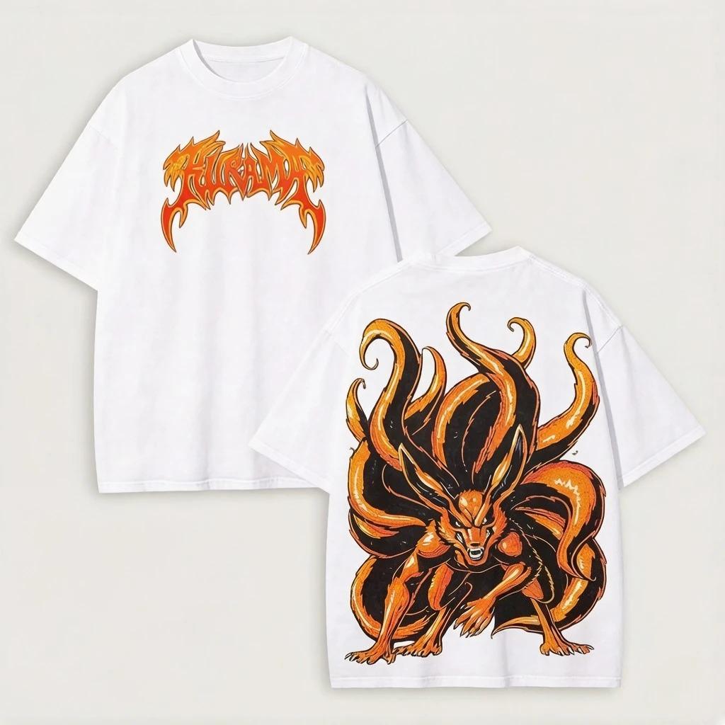 Hot Sale Anime Naruto Kurama Manga Graphic Print T-shirt Men Women Streetwear Harajuku Fashion Casual Oversized Top Cotton Solf Summer New Tee